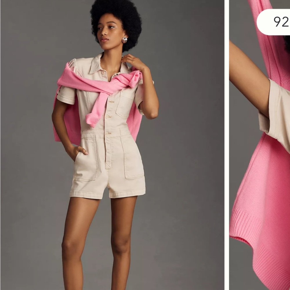 Pilcro Anthropologie Women’s Neutral Beige The Kit Utility Romper